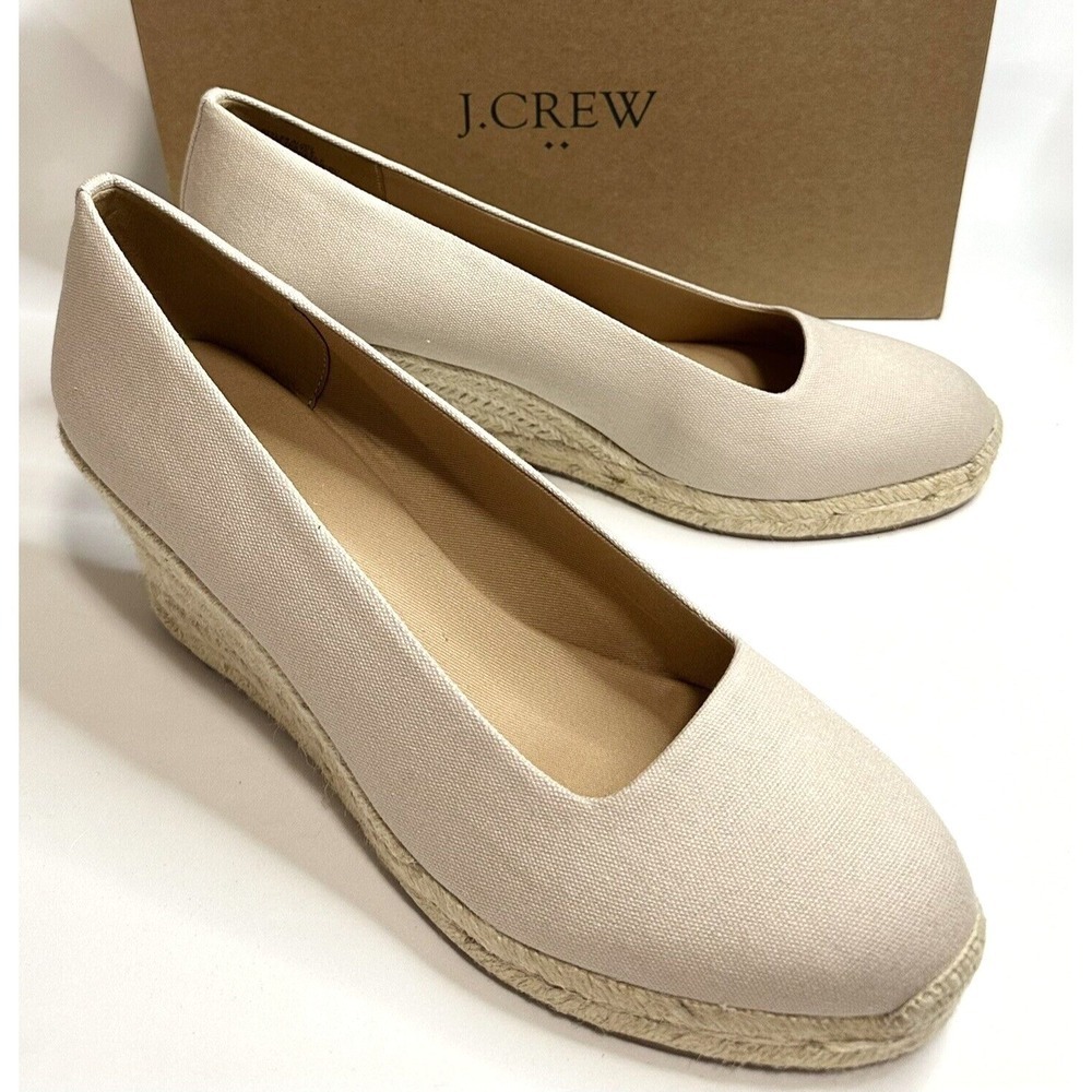 J.Crew Factory Shoes Women's Size 12 Canvas Espadrille Flax Beige
